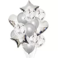 Balónový buket Strieborný - 14 ks