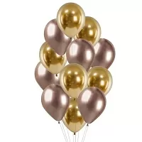 Balónový buket Chrome Luxus rose gold - 12 ks