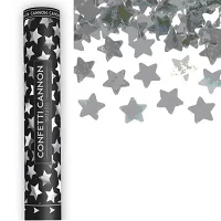 Vystreľovacie konfety striebornej hviezdy 60 cm