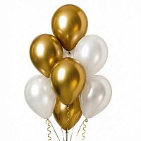 Latexové balóniky zlato-biele 30 cm, 7 ks