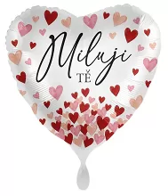 Fóliový balónik Milujem ťa - farebné srdiečka SK 43 cm
