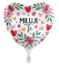 Fóliový balónik Milujem ťa - kvety a srdiečka SK 43 cm
