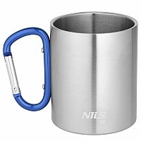 Kempingový hrnček NILS Camp NC17110 s karabínou 300ml modrý