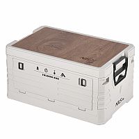 Skladací box NILS Camp NCB4002 2v1 s vekom a drevenou doskou 32L béžový