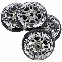 Zostava čiernych PU koliesok 76x24 + ložiská ABEC9 NILS EXTREME