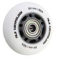 Matná kolieska NILS Extreme PU 64x24 82A s ložiskami ABEC 9, biela, 4 ks