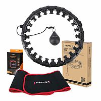 Súprava masážna hula hoop HMS HHW01 so závažím a zoštíhľujúcim pásom BR163 čierna
