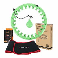 Súprava masážna hula hoop HMS HHW01 so závažím a zoštíhľujúcim pásom BR163 zelená