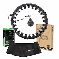 Súprava masážna hula hoop HMS HHW12 PLUS Size so závažím a zoštíhľujúceho pásu BR163 čierna