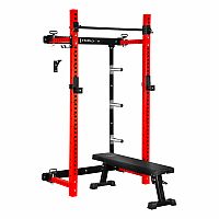 Multifunkčný skladací posilňovací stojan - Power Rack HMS KLT34 červený