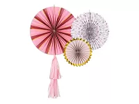 Dekoračné rozety ružové kvety 26 až 43 cm - 3 ks