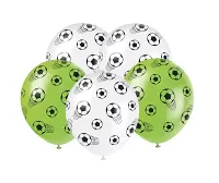Latexové balóniky Futbalové loptičky bielo-zelené 30 cm 5 ks