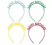 Plastové narodeninové čelenky Happy Birthday 4 ks