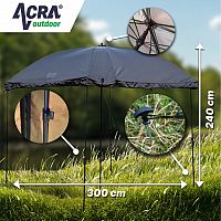 ACRA Outdoor Shelter XXL, dáždnik 300 cm s bočnicami a stabilizačnými tyčami