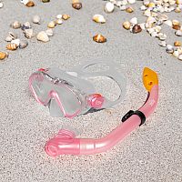 Šnorchlovací set 2 v 1, DETSKÝ, RUŽOVÝ, obsahuje masku a šnorchel