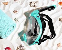 Šnorchlovacia maska, tyrkysová, celotvárová, veľkosť L/XL