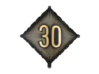Fóliový balónik číslo 30 čiernozlatý - 46cm