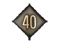 Fóliový balónik číslo 40 čiernozlatý - 46cm