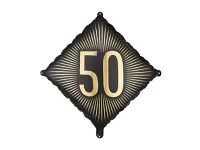 Fóliový balónik číslo 50 čiernozlatý - 46cm