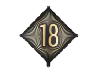 Fóliový balónik číslo 18 čiernozlatý - 46cm