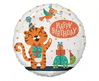 Fóliový balónik - Tiger a korytnačka Happy Birthday 45 cm - Godan