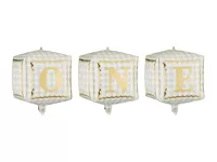 Fóliové balóniky béžovej kocky ONE - 34×36 cm