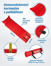 Karimatka samonafuk.s vankúšikom 186x53x2, 5cm