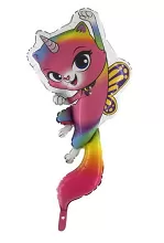 Fóliový balonek Kočka duhový jednorožec 91 cm