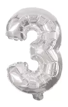 Fóliová číslice 3 stříbrná 85 cm