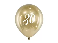 Latexové balonky metalické zlaté 30. narozeniny - 6 ks