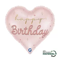 Fóliový balonek Happy Birthday srdce růžové 46 cm