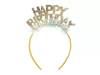Narozeninová čelenka Happy Birthday zlatá