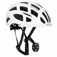 Spokey POINTER PRE Cyklistická prilba s LED blikačkou a blinkre, 55-58 cm, biela