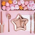Papírové talířky ve tvaru hvězdy - metalické rose gold 18 cm