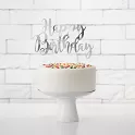 Dekorace na dort nápis Happy Birthday - stříbrné 22 cm