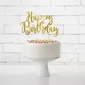 Dekorace na dort nápis Happy Birthday 22 cm - Zlatý