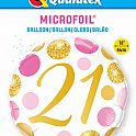 Fóliový balónek Kruh - 21. - růžovozlaté puntíky 45cm