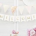 Závěsný baner "WELCOME" - bílý, 15 x 95 cm