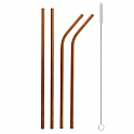 Brčka z nerezové oceli, rosegold (2 x rovné brčko, 2x zahnuté brčko + čistící kartáček) (Brčka z nerezové oceli, rosegold (2 x rovné brčko, 2x)