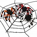 Halloweenská dekorace - pavouk velký černo-červený - 75 cm
