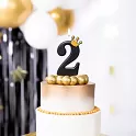 Dortová svíčka číslo 2 - černá s korunkou 8,8 cm