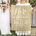 Jutový banner - Here comes the bride 41 X 51 cm