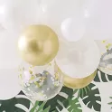 Sada na balonkovou girlandu bílo-zlatá s konfetami