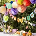 Party nápis Happy Birthday duhový 163 cm