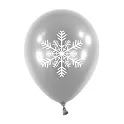 Latexové balonky bílo-stříbrné s potiskem Vločky 5ks