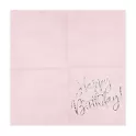 Papírové ubrousky růžové se stříbrným Happy Birthday 20 ks