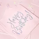 Papírové ubrousky růžové se stříbrným Happy Birthday 20 ks