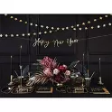 Papírové ubrousky LUX černé s nápisem Happy New Year 20 ks - Hvězdy