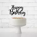 Dekorace na dort nápis Happy Birthday 22 cm - Černý