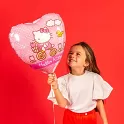 Foliový balonek srdce - Hello Kitty na kole 46cm